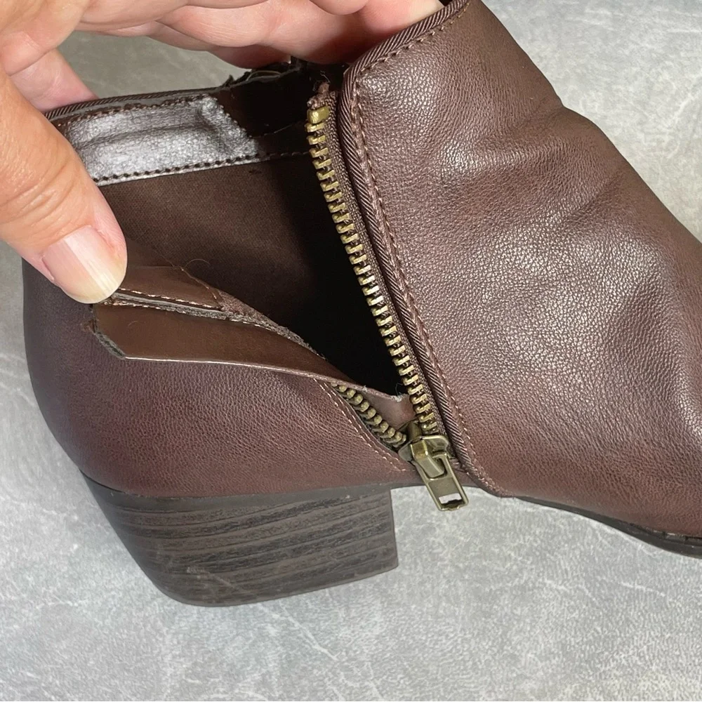 UNIONBAY “Holly” Chestnut Faux Leather Ankle Boots